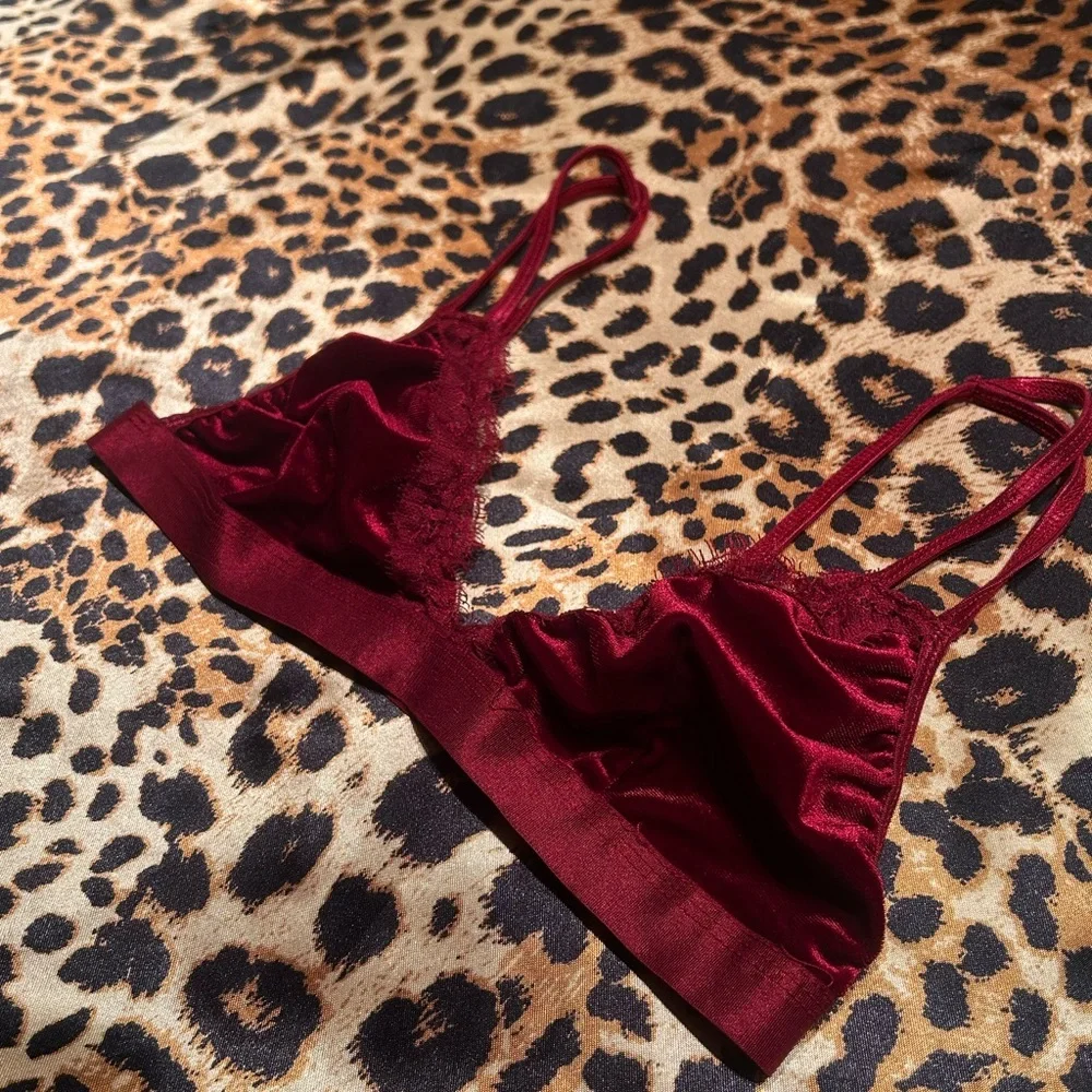 SHEIN Velvet Burgundy Bralette Bra